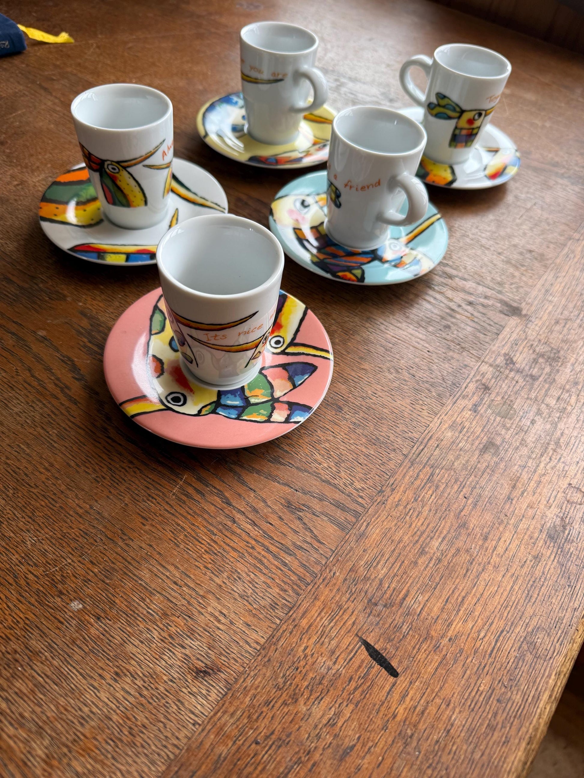 Kahla Espresso Cup Set With Abstract Saucers — fabric close-up