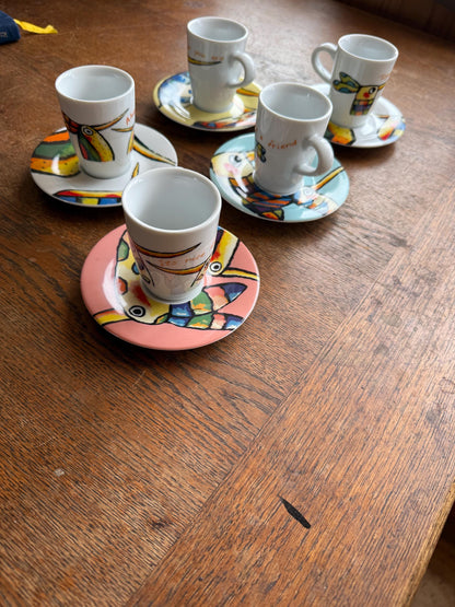Kahla Espresso Cup Set With Abstract Saucers — fabric close-up