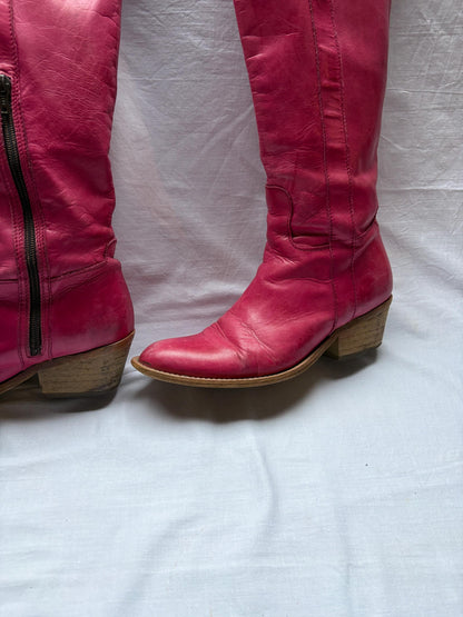 Pink Leather Boots For Statement Outfits — additional view 11