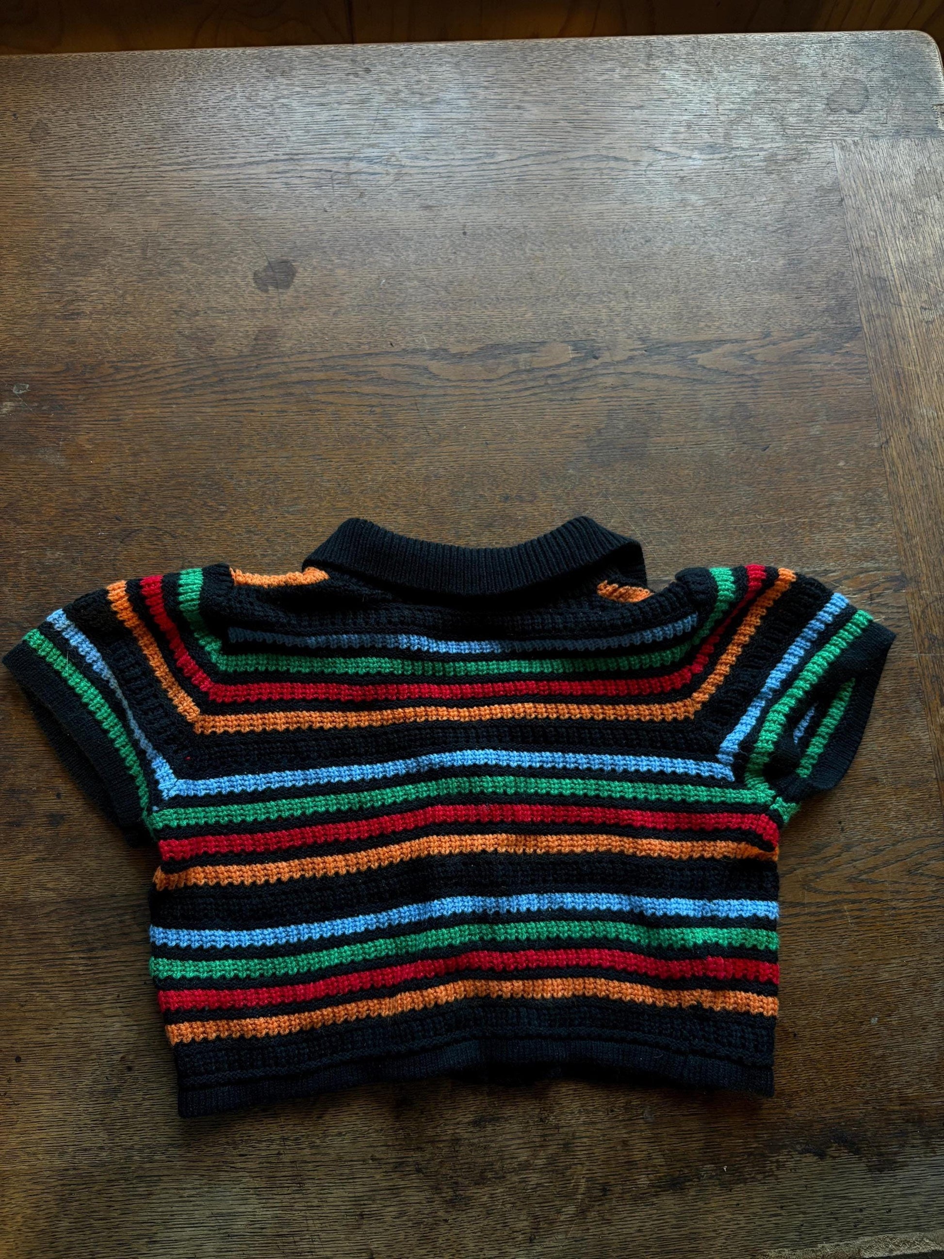 Vintage Striped Knit Cropped Polo — additional view 8