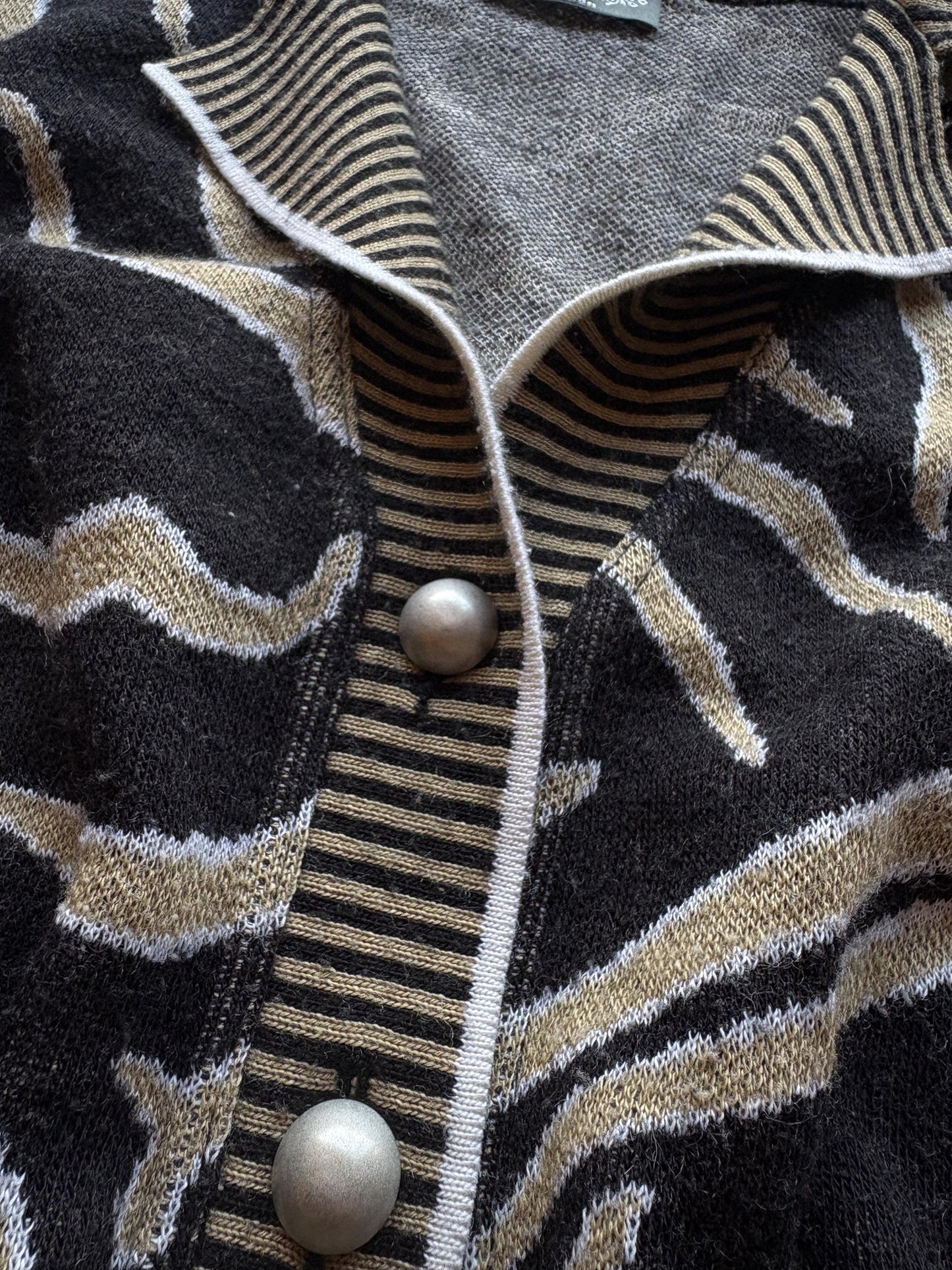 Luxury Black Beige Merino Wool Top — additional view 5