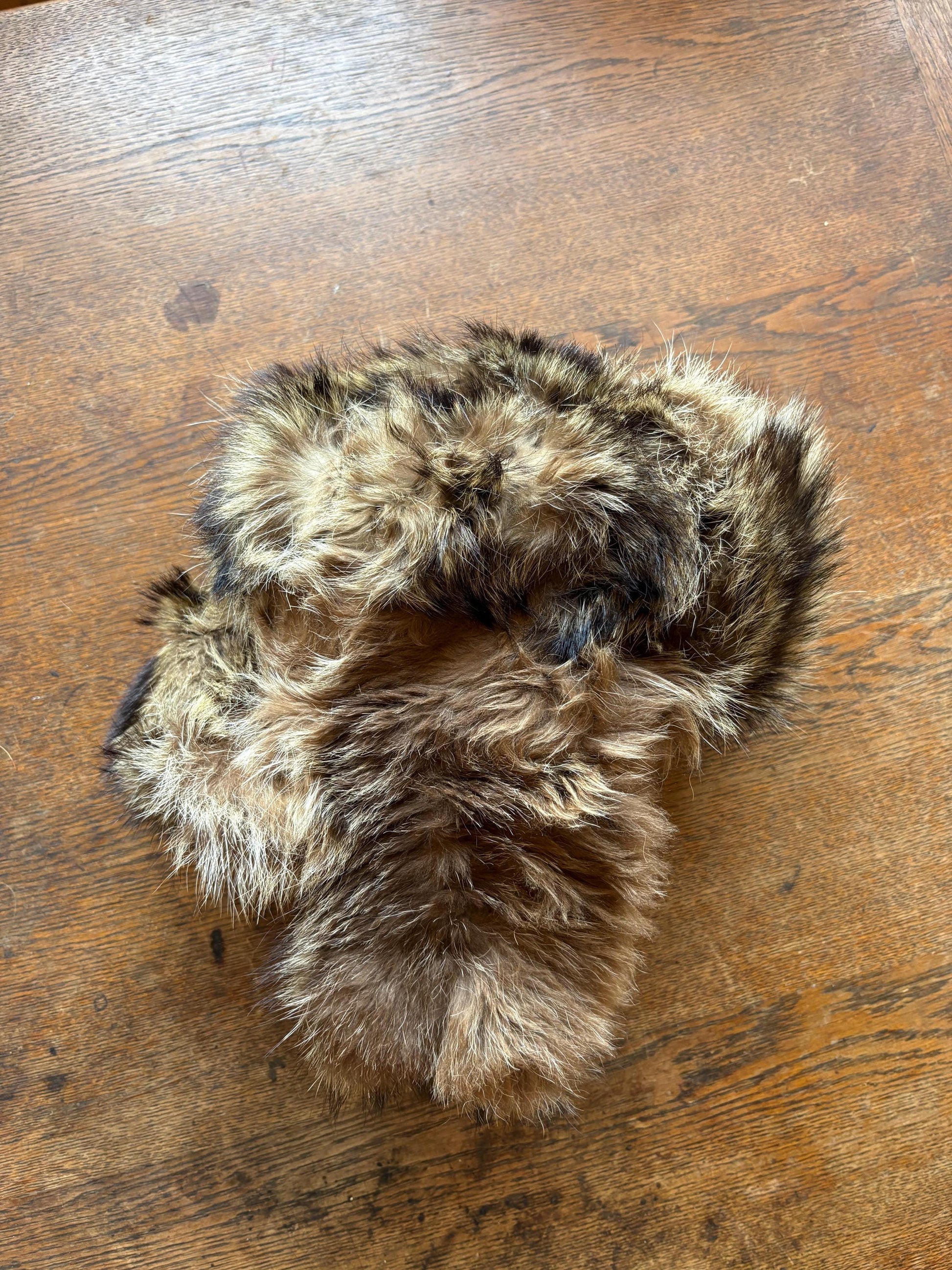 Vintage Brown Rabbit Fur Hat With Ear Flaps — back view
