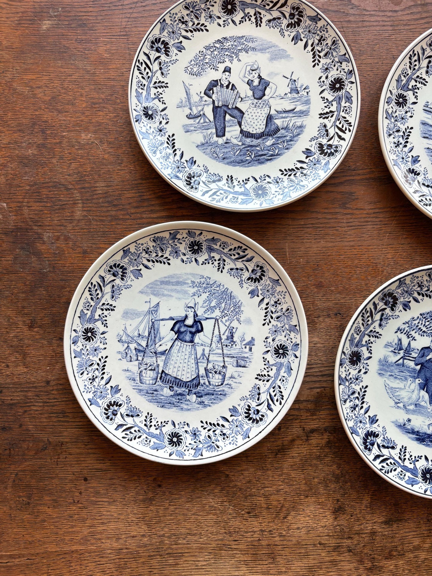 Delfts Blue Vintage Plate Set of Four — back view