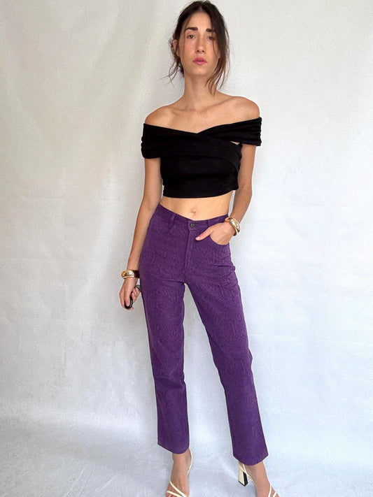 Vintage Purple Snake Print High-Waist Jeans