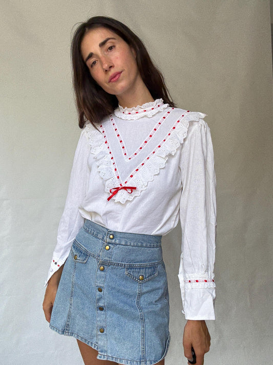 Vintage White Lace Blouse, Cottagecore Style