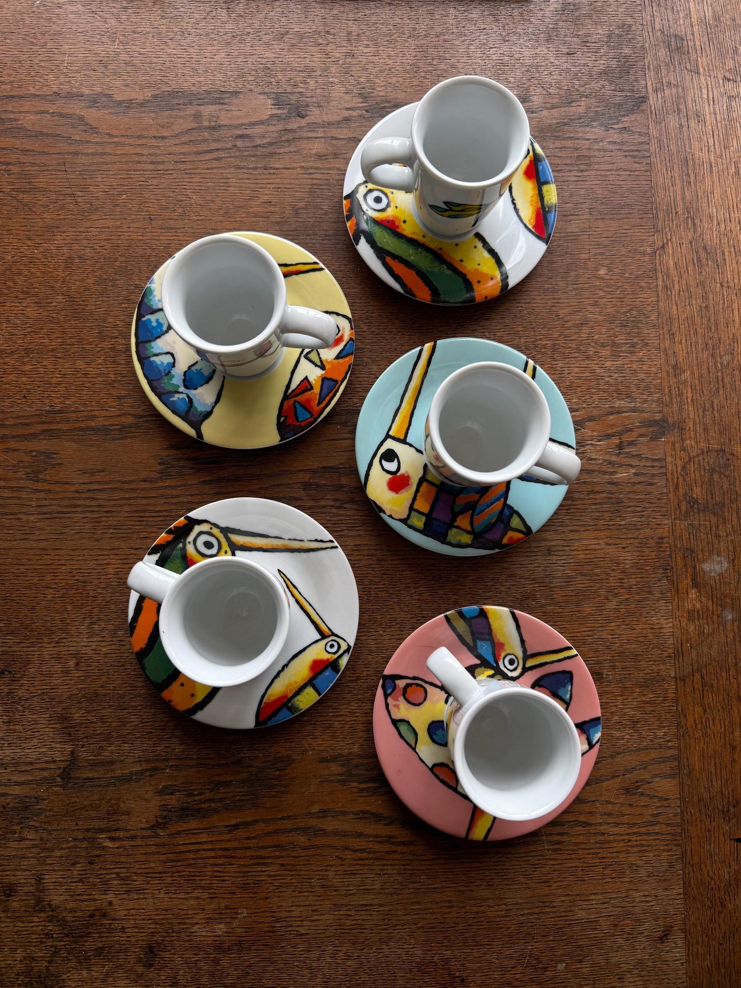 Kahla Espresso Cup Set With Abstract Saucers — back view