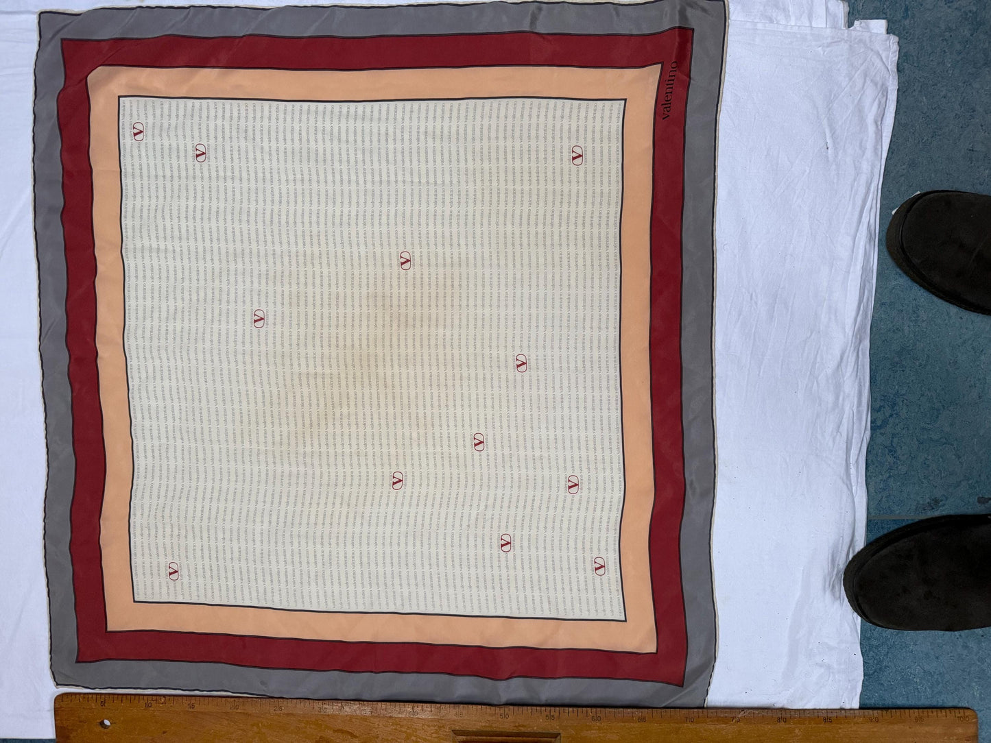 Vintage Valentino Silk Scarf — fabric close-up