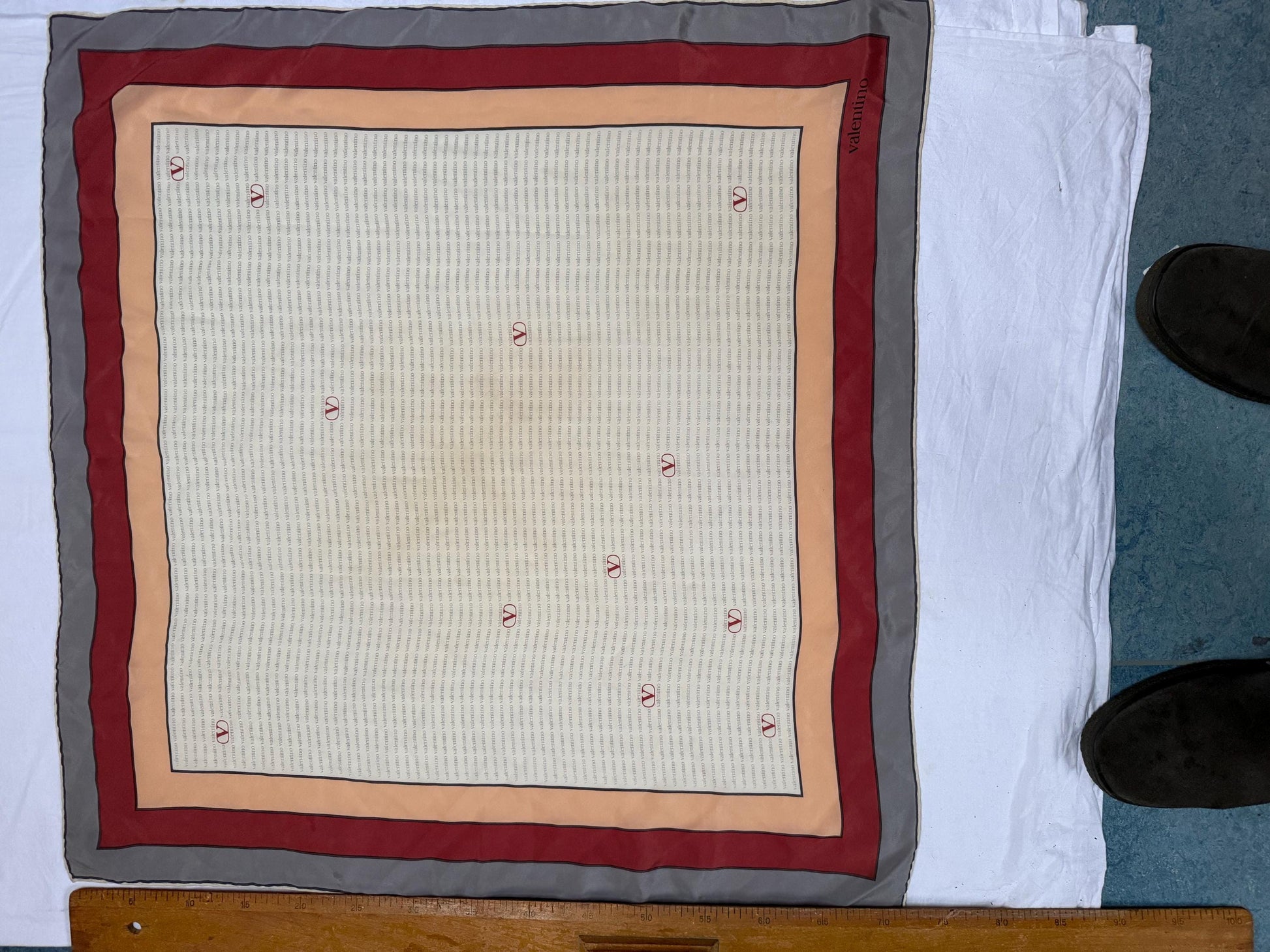 Vintage Valentino Silk Scarf — fabric close-up