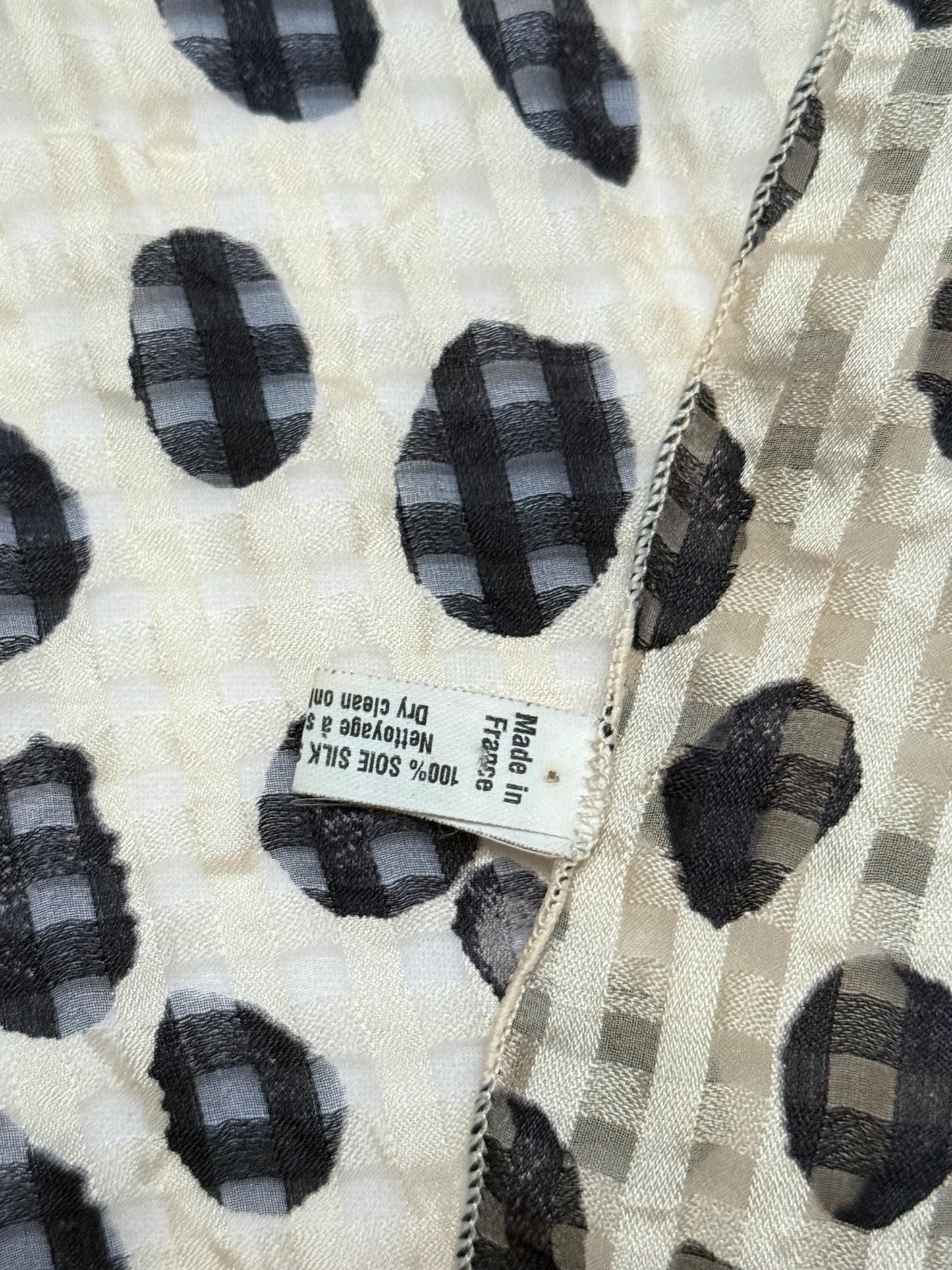Vintage Black And White Silk Scarf — additional view 6