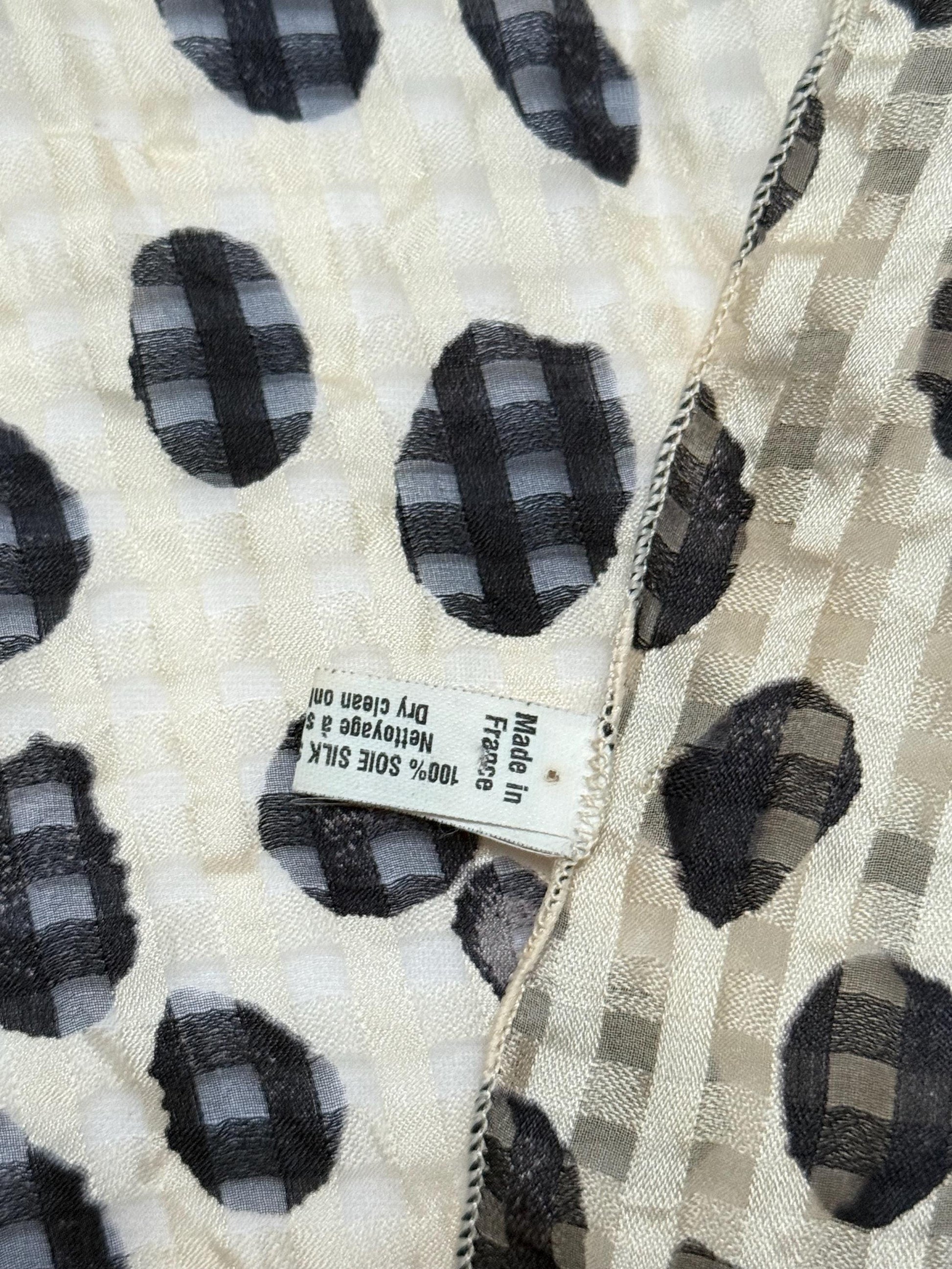 Vintage Black And White Silk Scarf — additional view 6