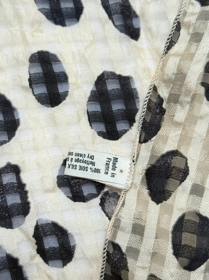 Vintage Black And White Silk Scarf — additional view 6