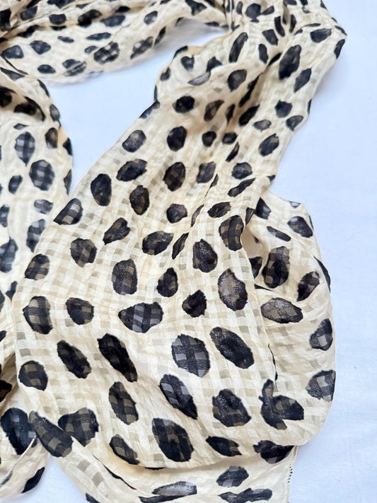 Vintage Black And White Silk Scarf — detail