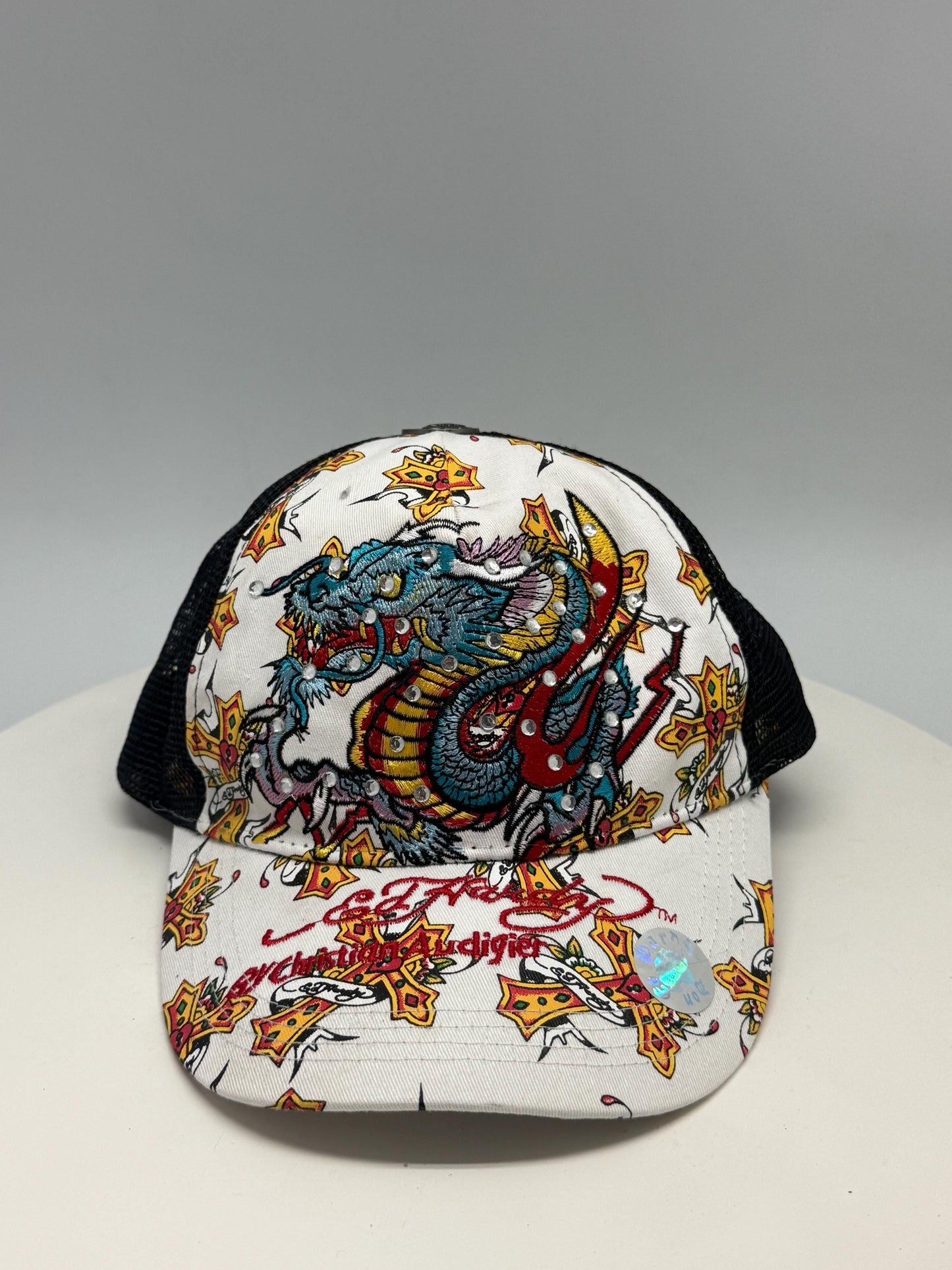 Ed Hardy White Tattoo Trucker Cap — detail
