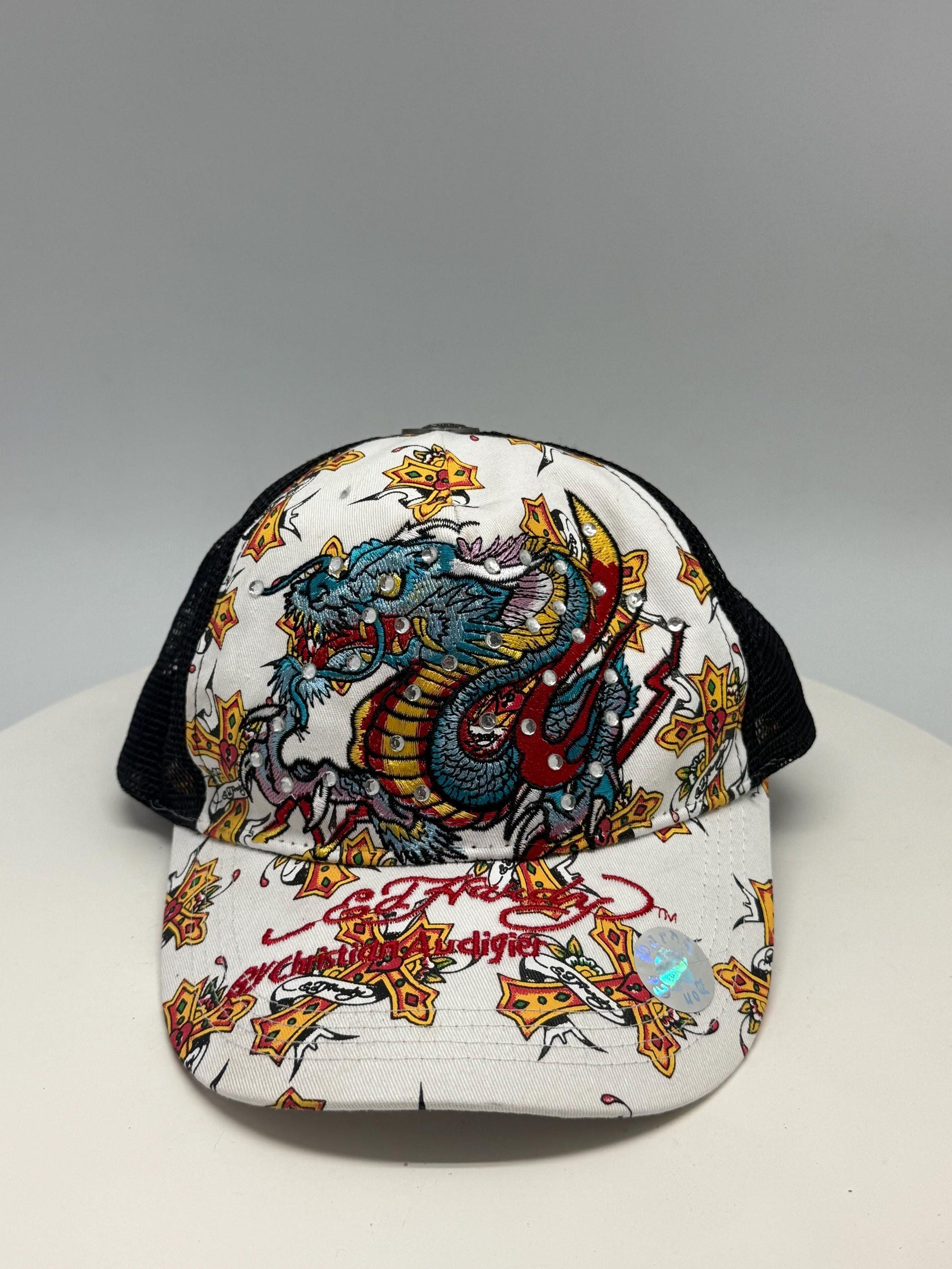 Ed Hardy White Tattoo Trucker Cap — detail