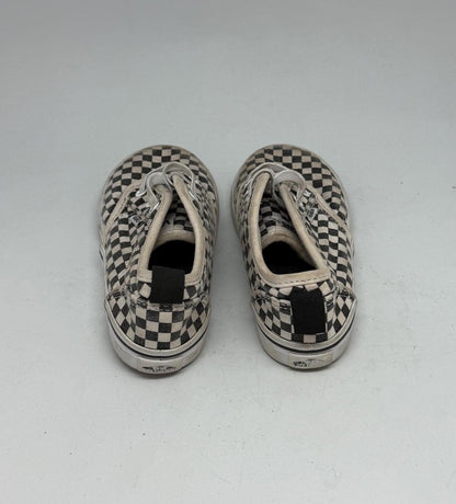 Vintage Black White Checkered Toddler Sneakers — back view