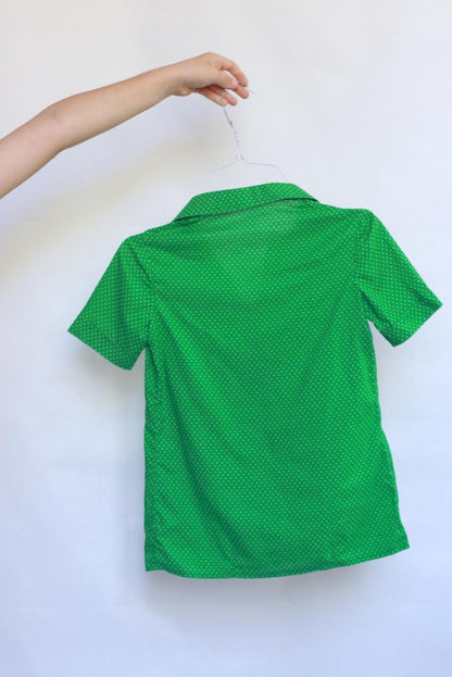 Vintage 70s Green Dotted Blouse For Kids — additional view 14