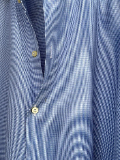 Vintage Carolina Herrera Blue Button-Up Shirt — fabric close-up