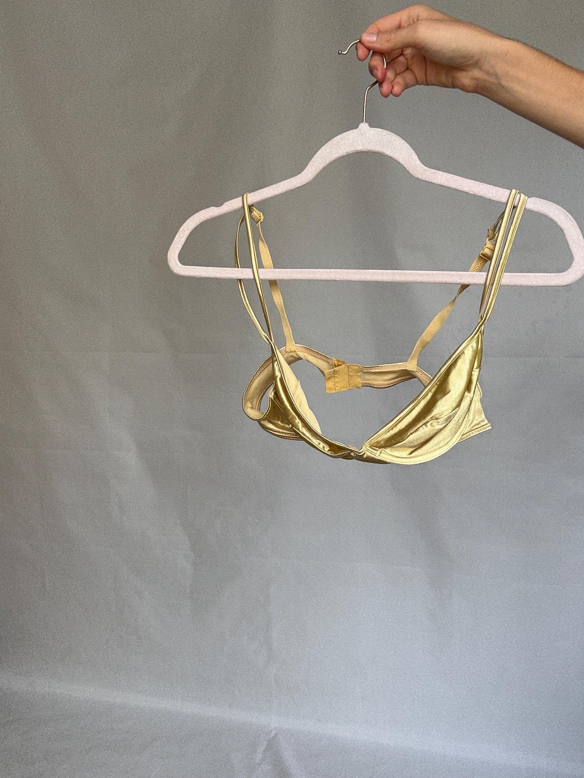 Vintage Gold Metallic Underwire Bra — detail