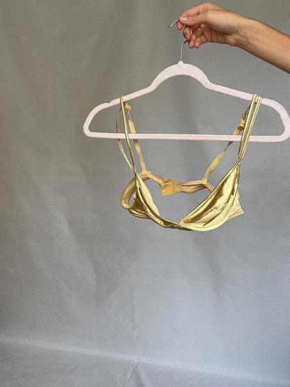 Vintage Gold Metallic Underwire Bra — detail