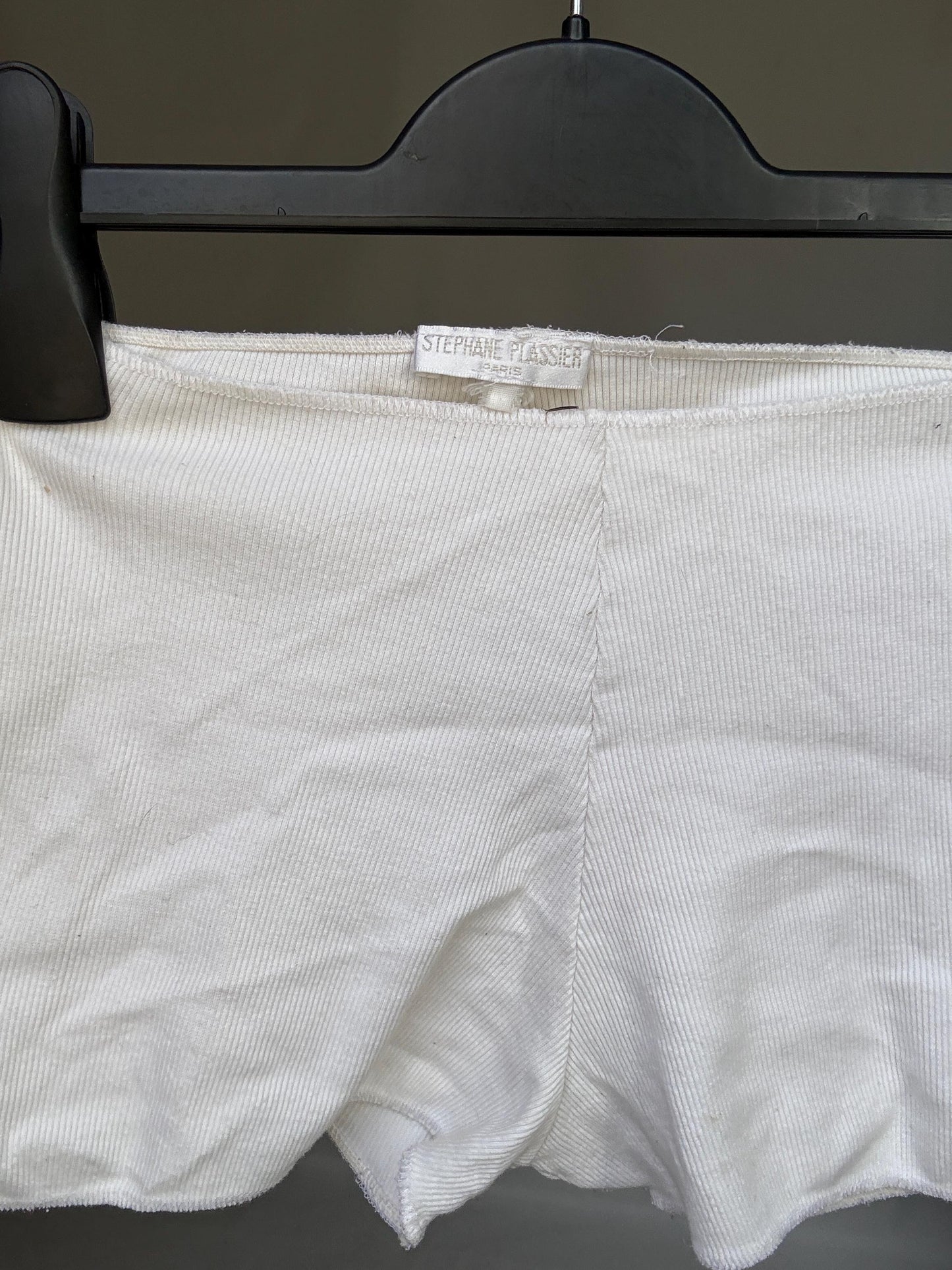 Vintage Stephane Plassier White Hipster Shorts — back view