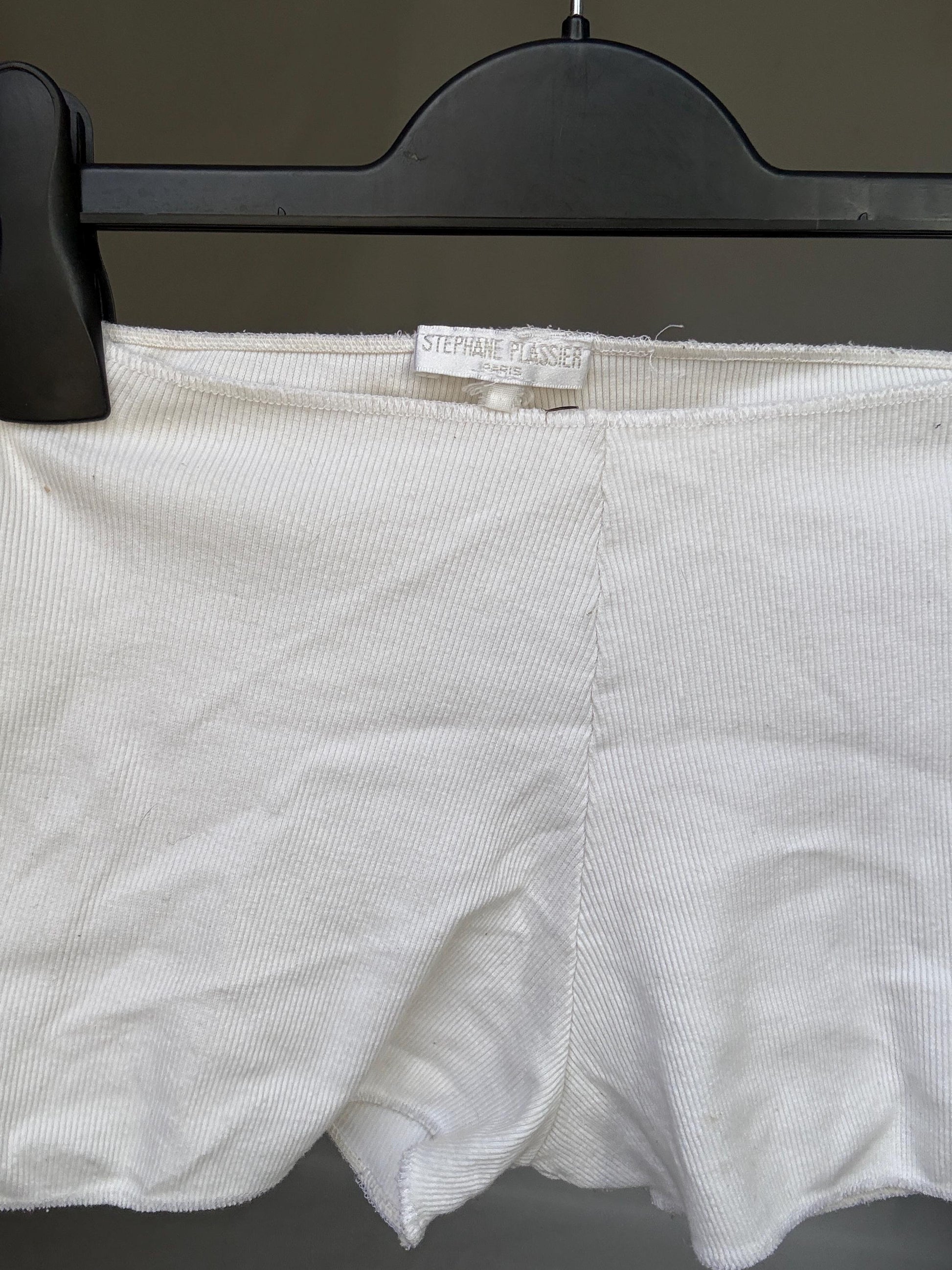 Vintage Stephane Plassier White Hipster Shorts — back view