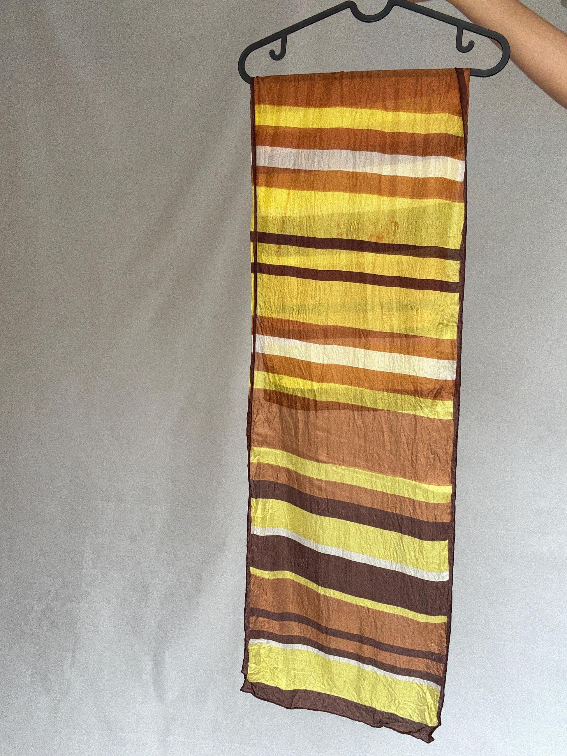 Vintage natural silk scarf, 100% pure silk, handsewn edges, Parisian chic scarf