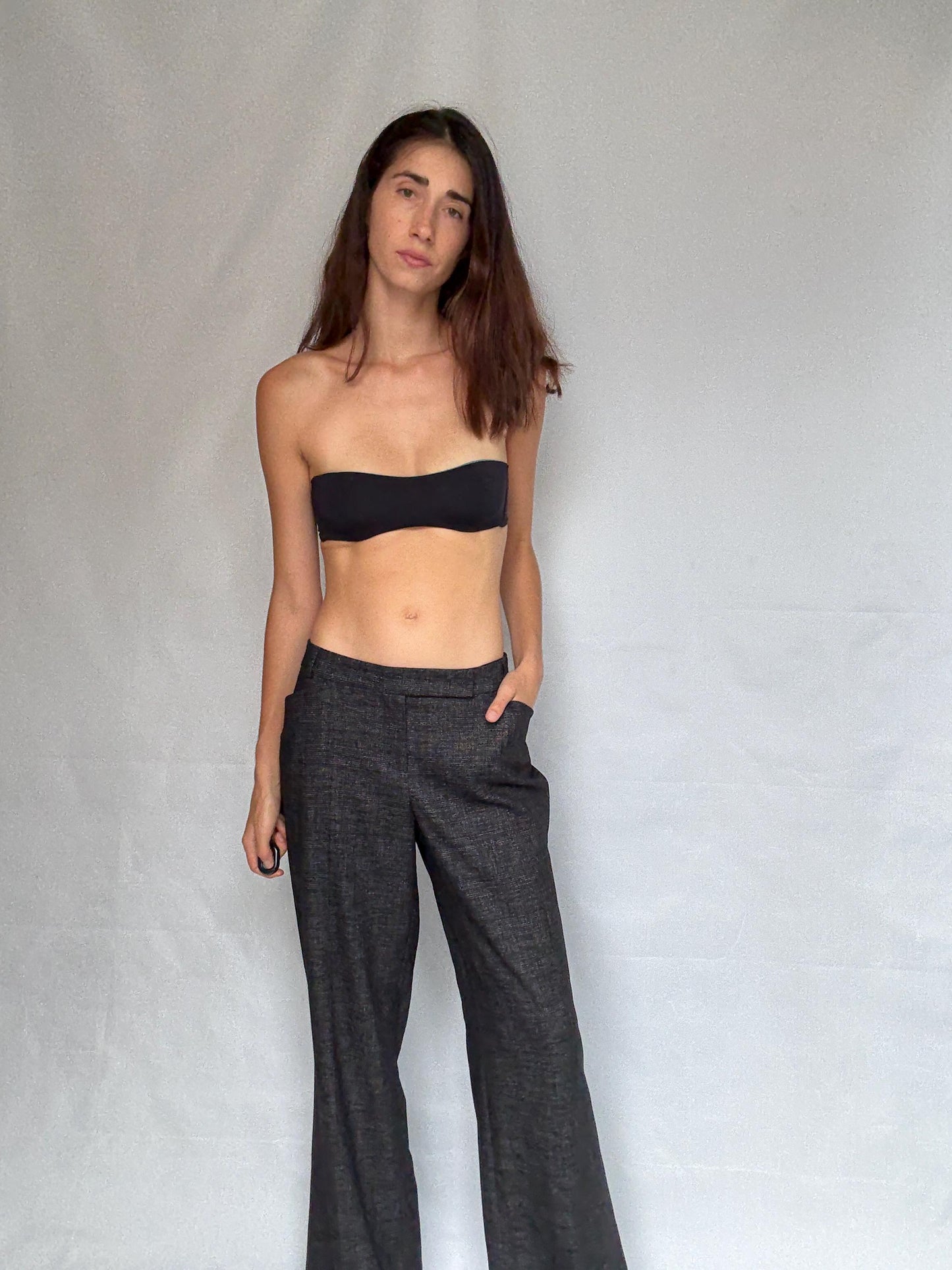 Vintage Rene Lezard wool wonan trousers, luxury designer tailored fit designer pants, EU 44.