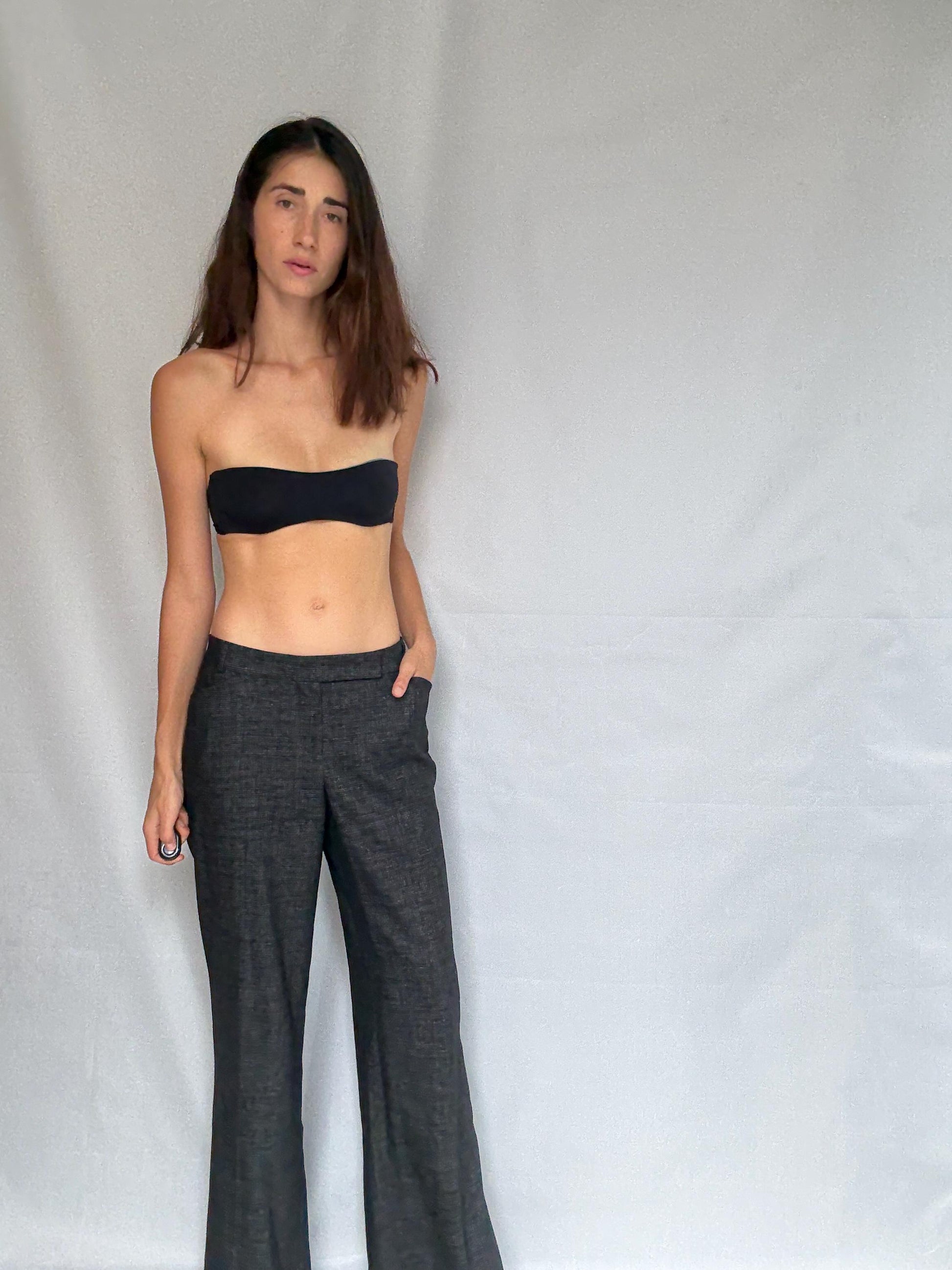 Vintage Rene Lezard wool wonan trousers, luxury designer tailored fit designer pants, EU 44.