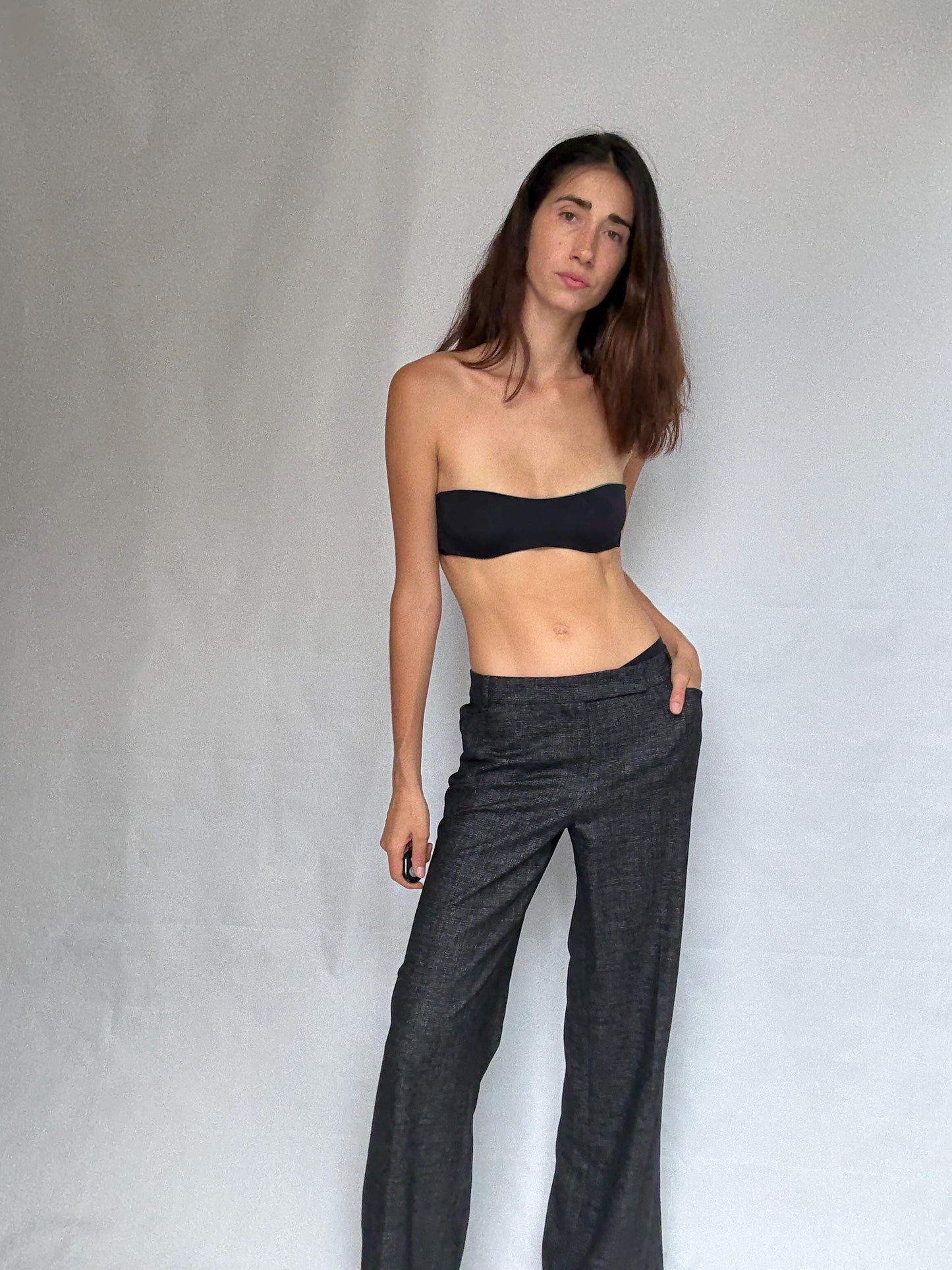 Vintage Rene Lezard wool wonan trousers, luxury designer tailored fit designer pants, EU 44.