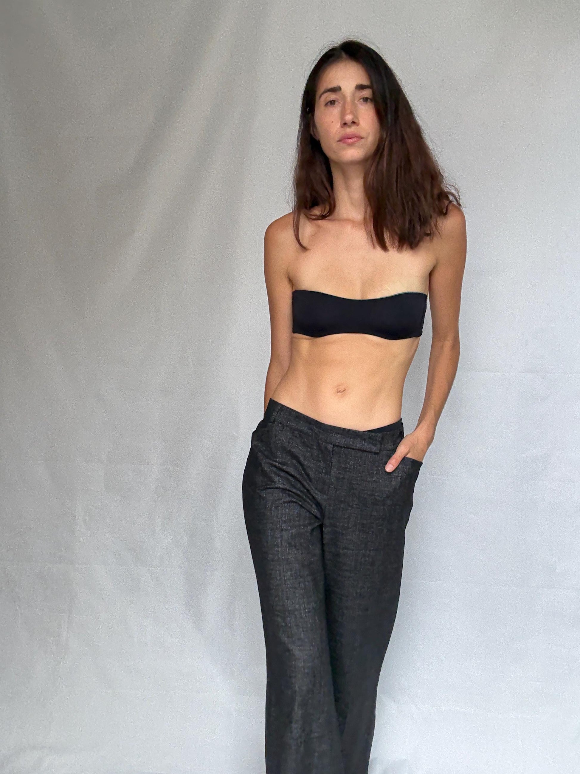 Vintage Rene Lezard wool wonan trousers, luxury designer tailored fit designer pants, EU 44.