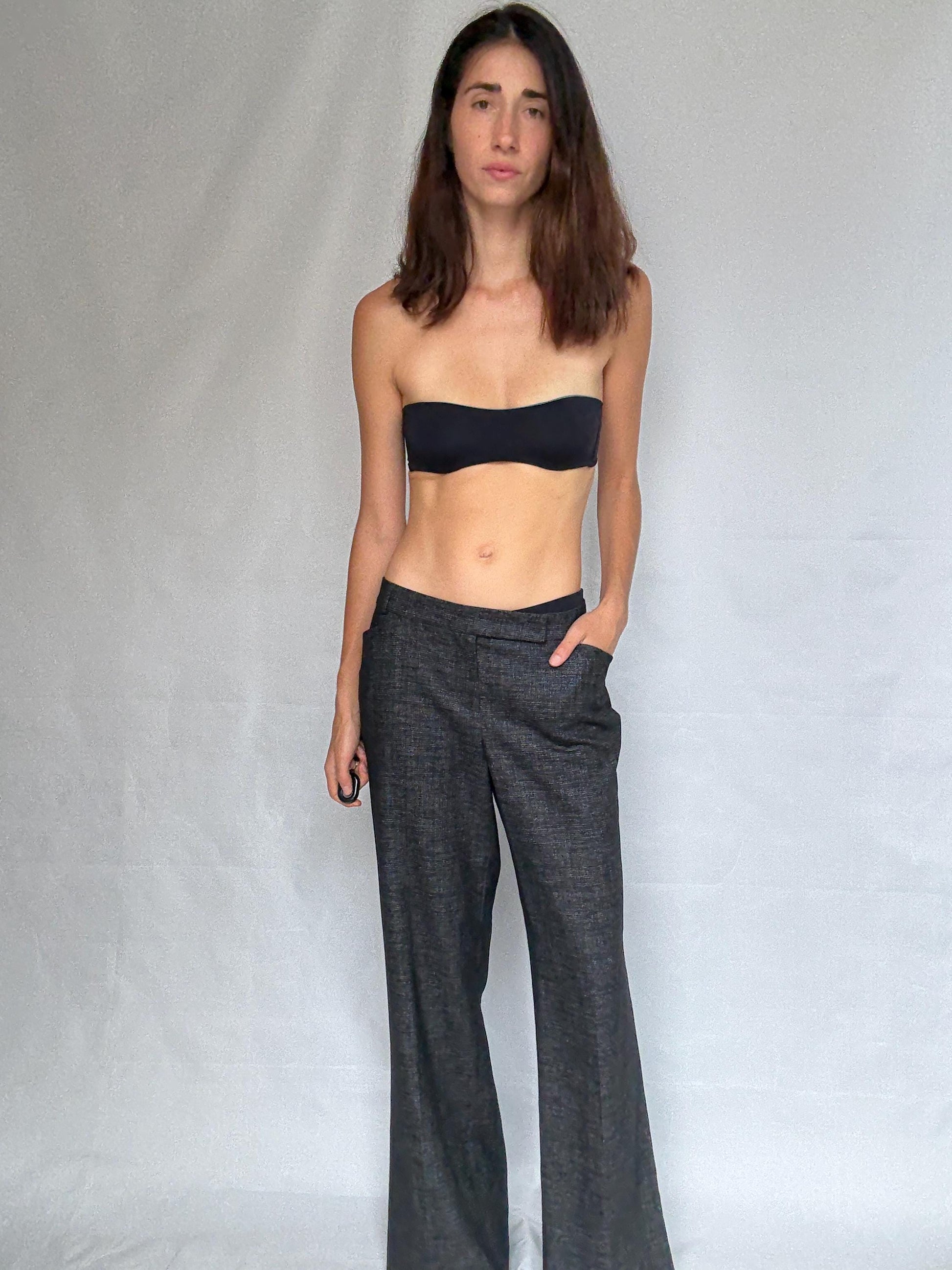 Vintage Rene Lezard wool wonan trousers, luxury designer tailored fit designer pants, EU 44.