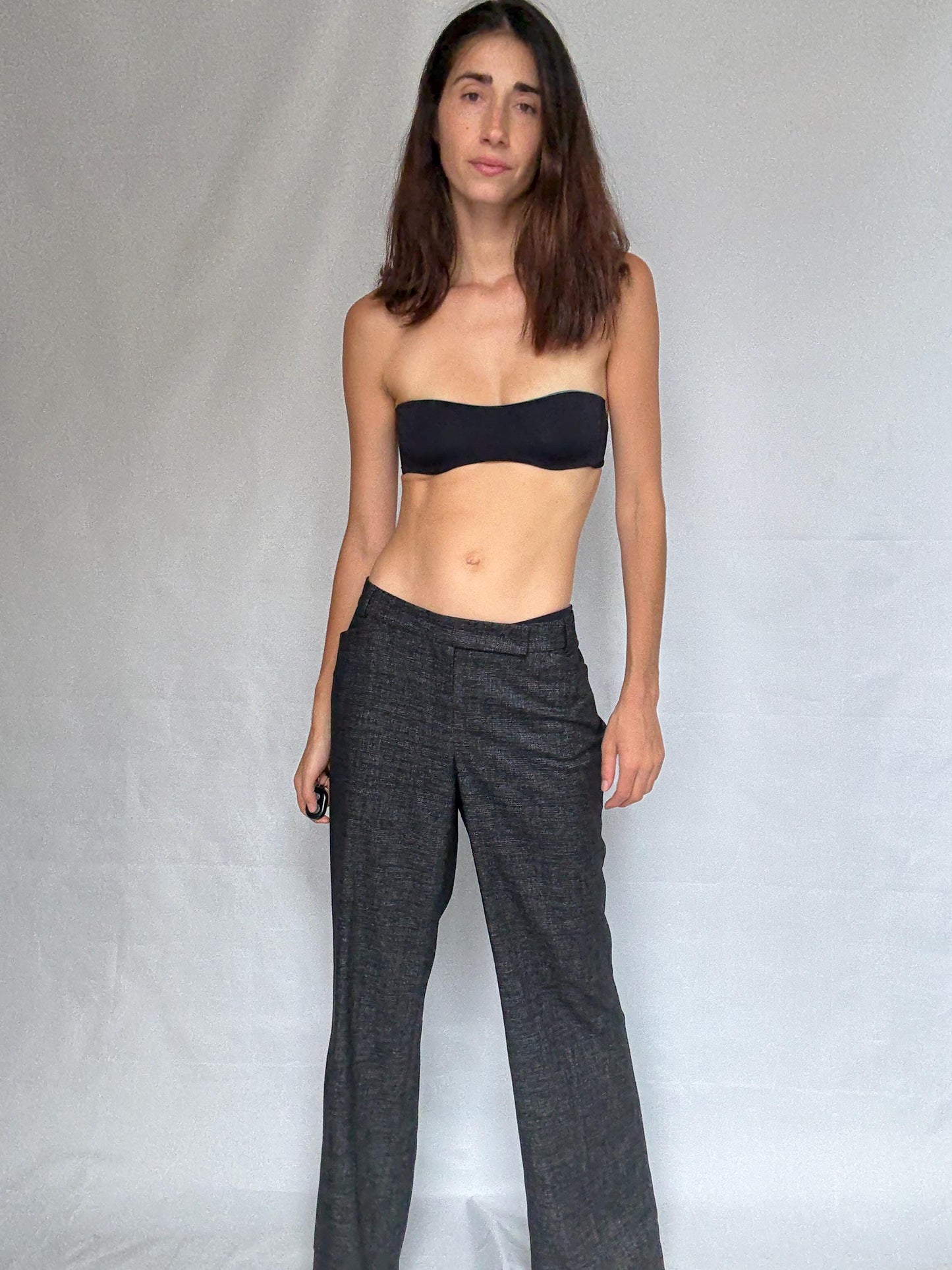 Vintage Rene Lezard wool wonan trousers, luxury designer tailored fit designer pants, EU 44.