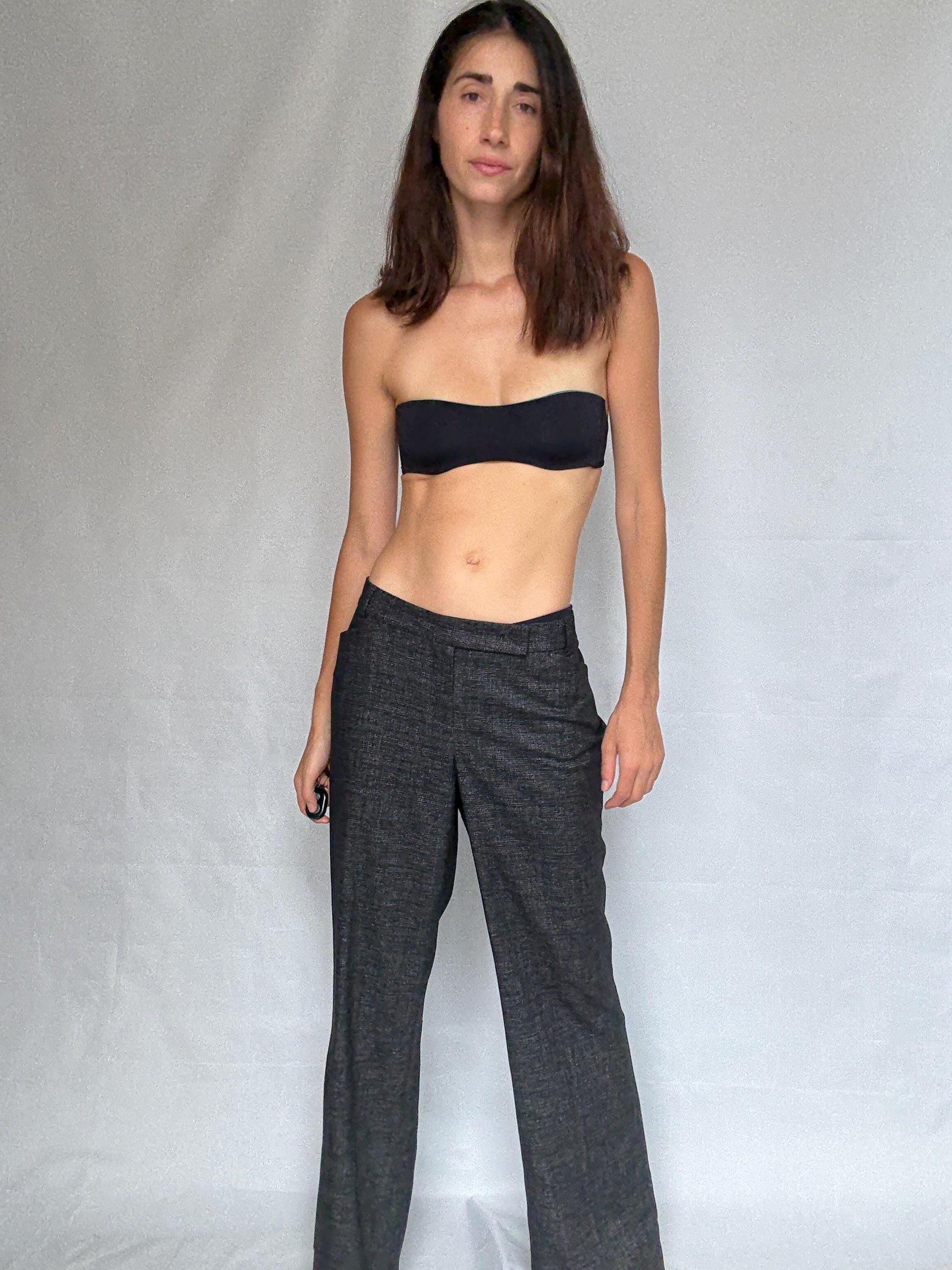 Vintage Rene Lezard wool wonan trousers, luxury designer tailored fit designer pants, EU 44.