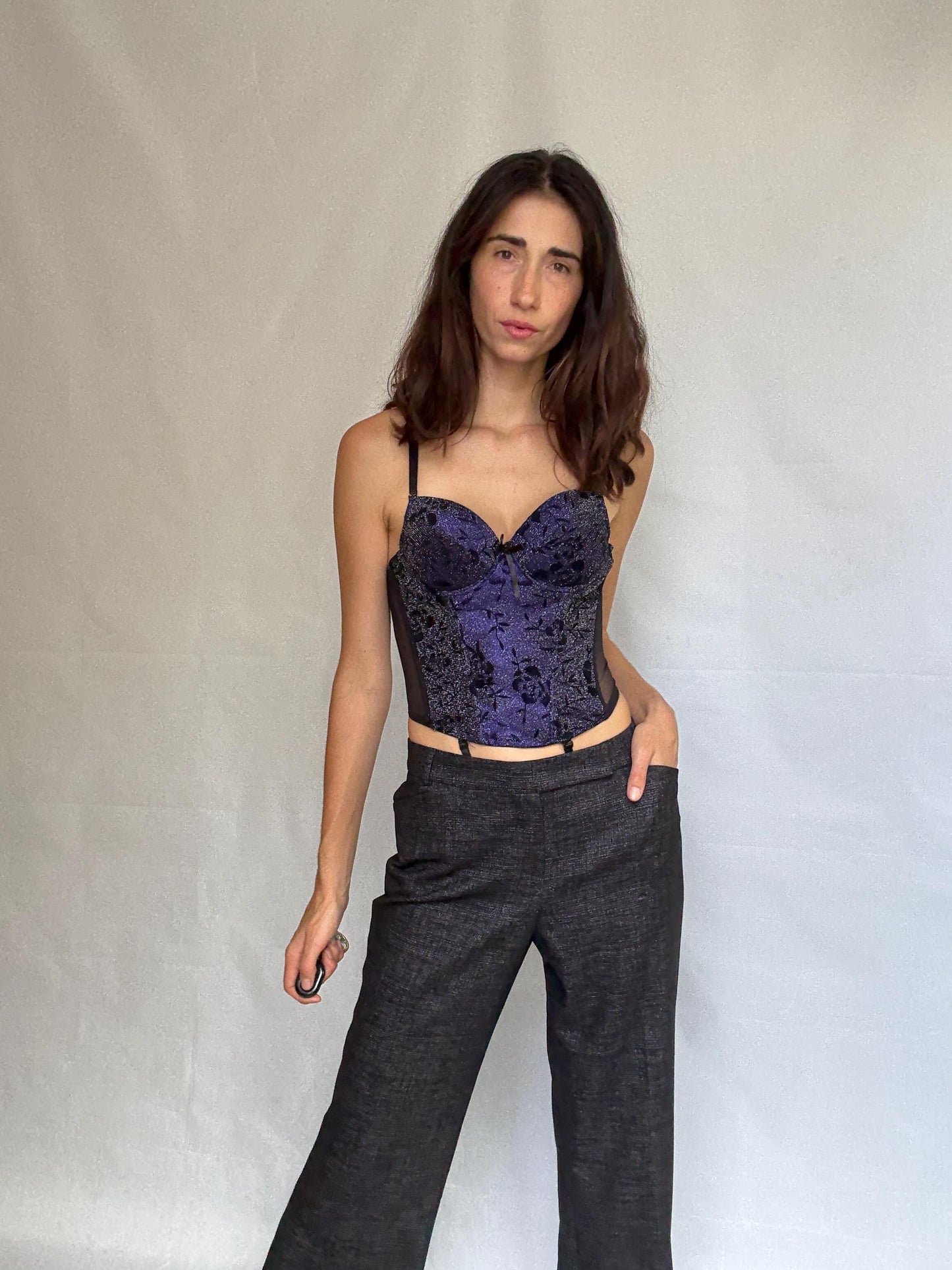 Vintage Rene Lezard wool wonan trousers, luxury designer tailored fit designer pants, EU 44.