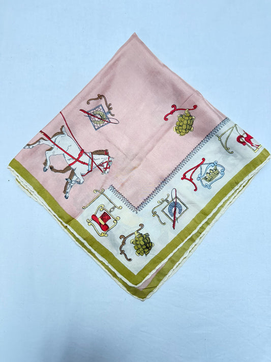 Dusty Pink Silk Equestrian Scarf — detail