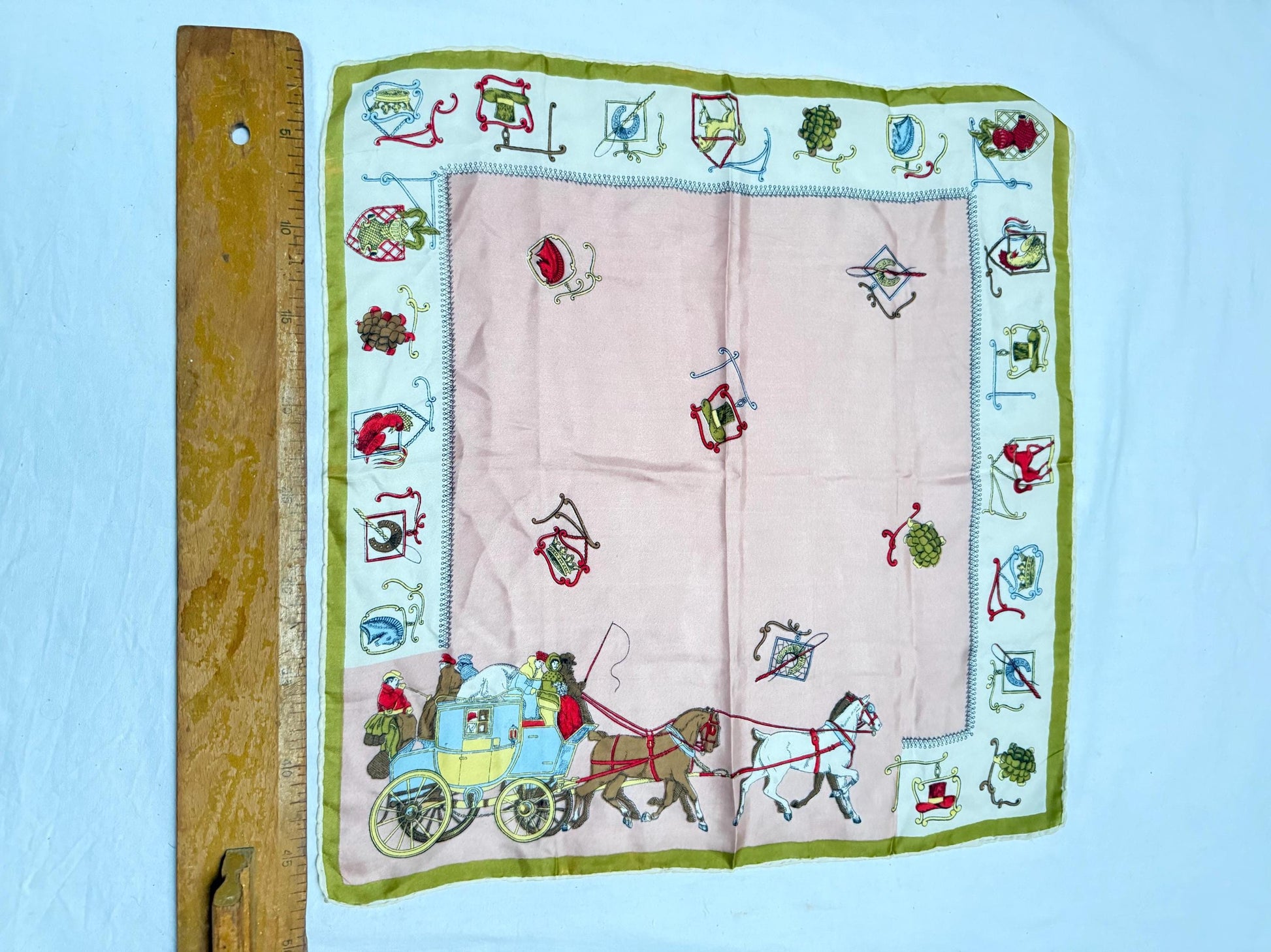 Dusty Pink Silk Equestrian Scarf — back view