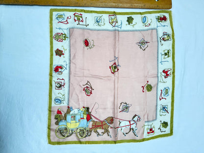 Dusty Pink Silk Equestrian Scarf — fabric close-up