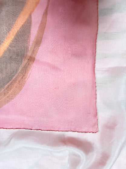 Blush Pink Silk Scarf With Abstract Design — additional view 6