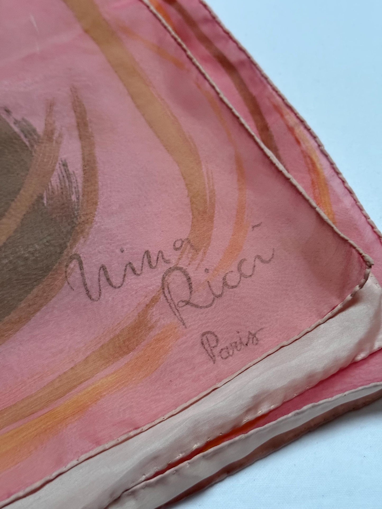 Blush Pink Silk Scarf With Abstract Design — additional view 10