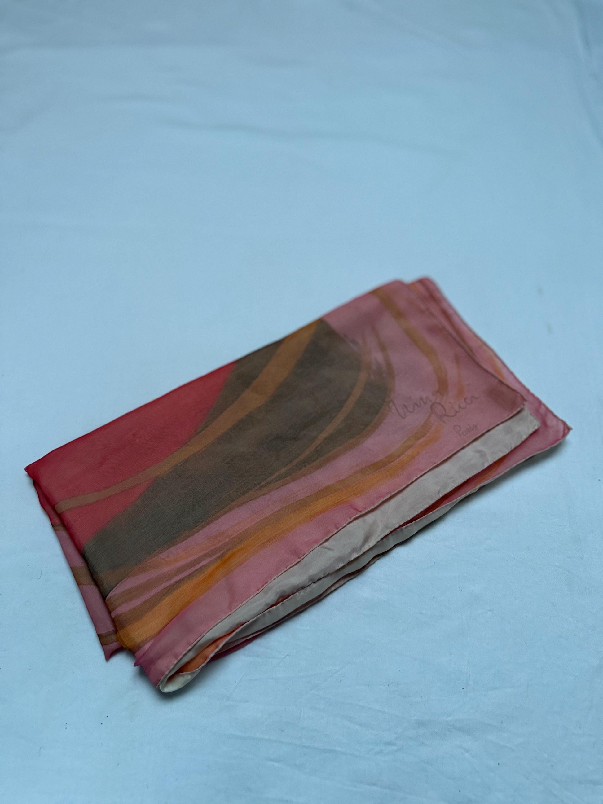 Blush Pink Silk Scarf With Abstract Design — additional view 13