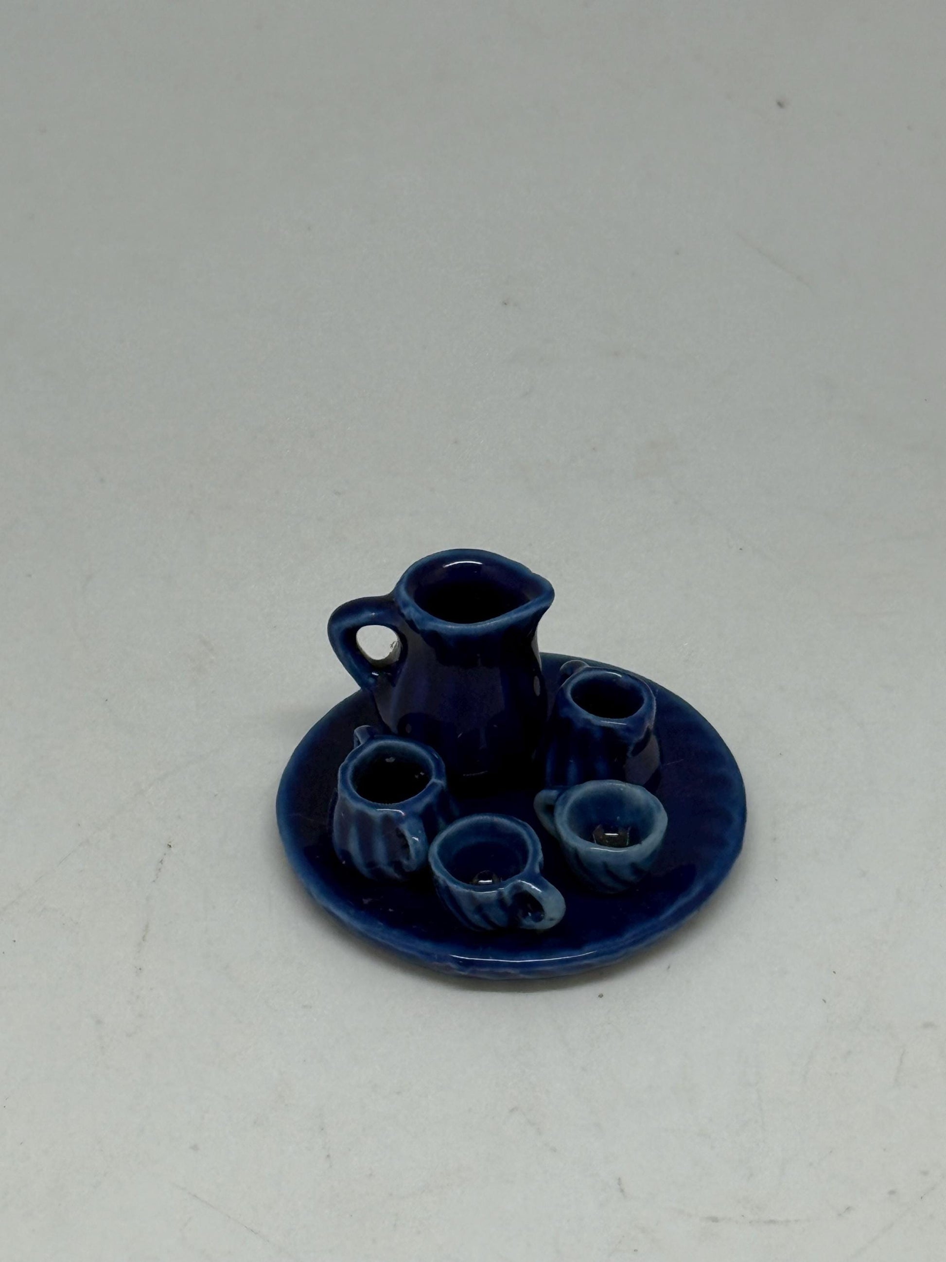 Cobalt Glaze Vintage Ceramic Tea Set — back view