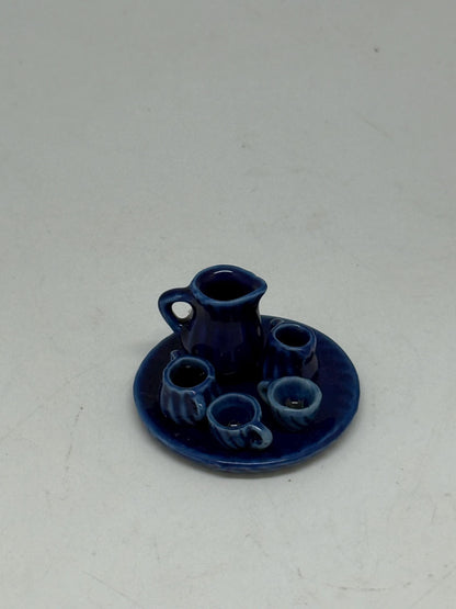 Cobalt Glaze Vintage Ceramic Tea Set — back view
