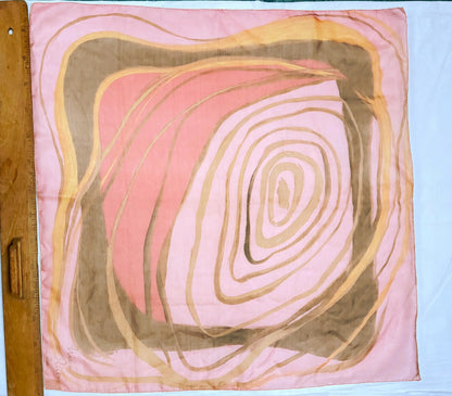 Blush Pink Silk Scarf With Abstract Design — detail