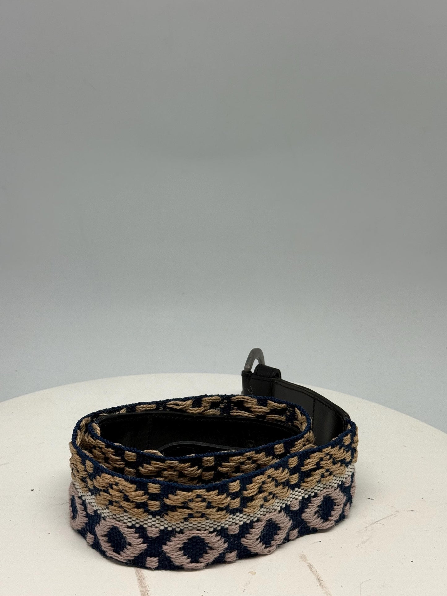 Boho Woven Fabric Belt In Blue Beige — additional view 5