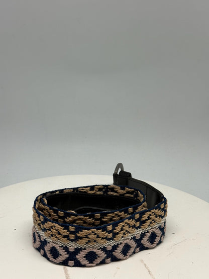 Boho Woven Fabric Belt In Blue Beige — additional view 5