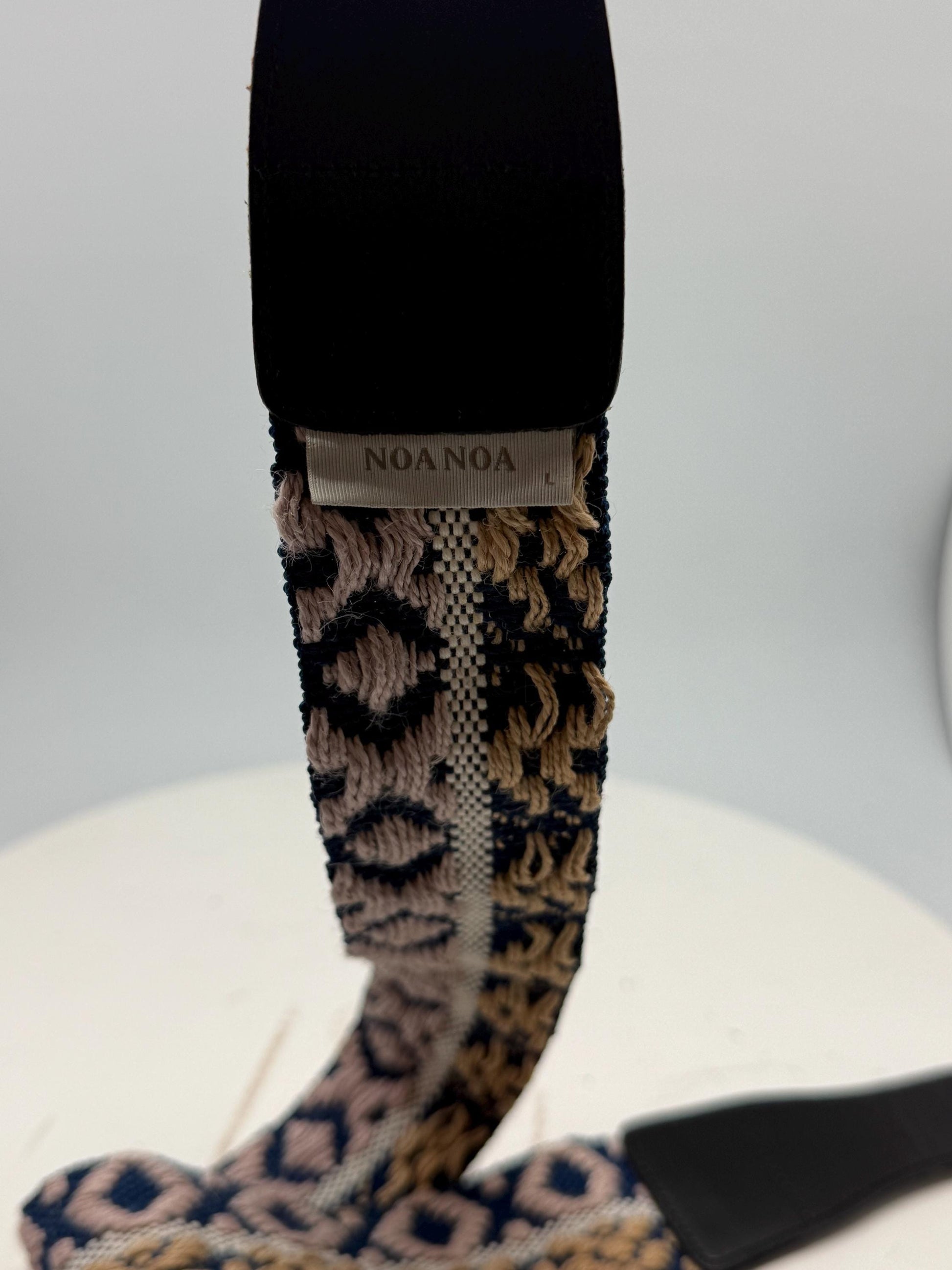 Boho Woven Fabric Belt In Blue Beige — additional view 8