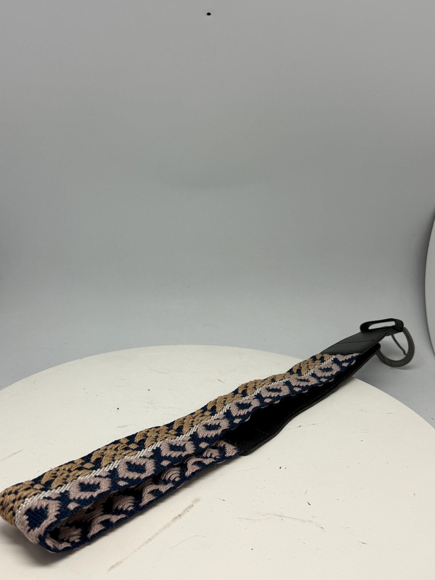 Boho Woven Fabric Belt In Blue Beige — additional view 6
