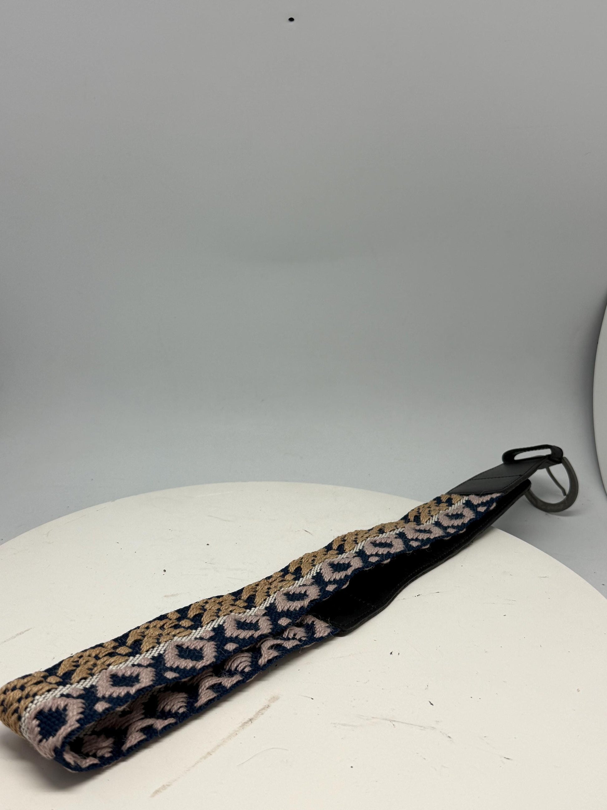 Boho Woven Fabric Belt In Blue Beige — additional view 6