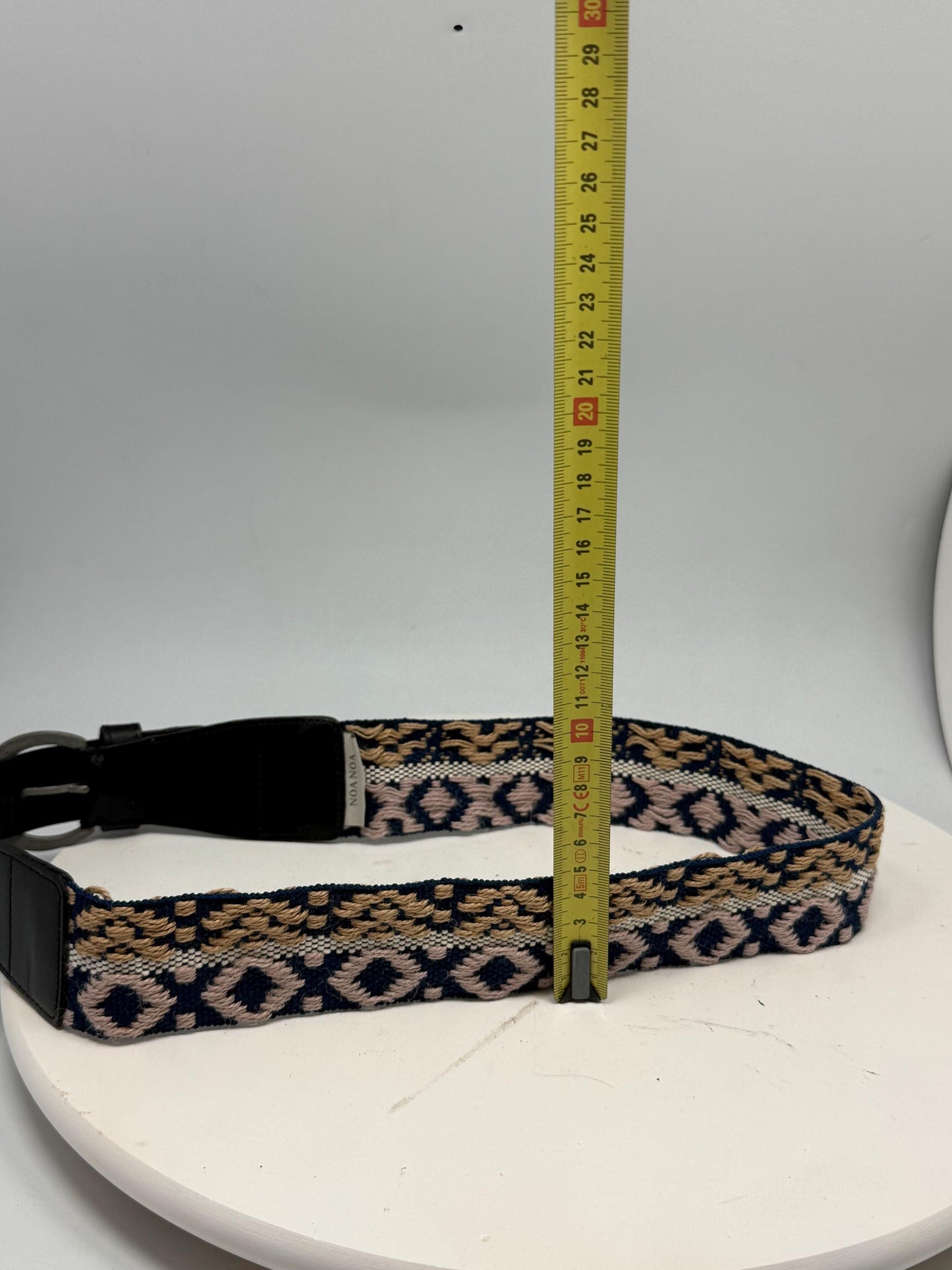 Boho Woven Fabric Belt In Blue Beige — additional view 11