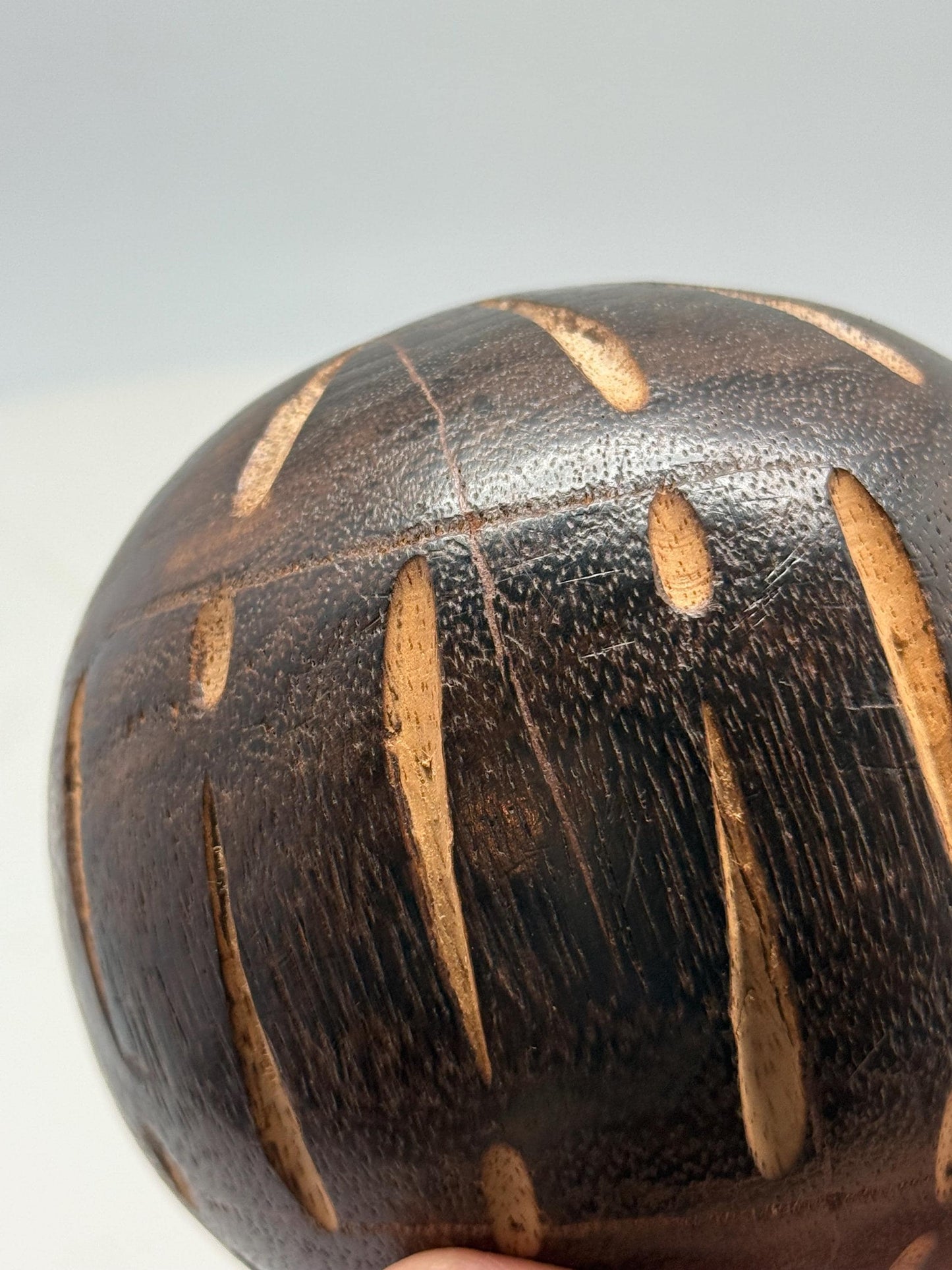 Vintage 70s Hand-Carved Wooden Ball — additional view 6